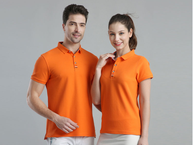 桔色Polo衫定做 男女同款桔色短袖Polo衫